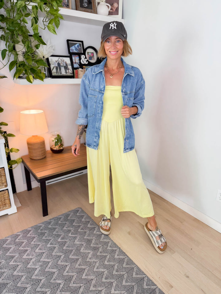 Aenea Strapless Jumpsuit- LEMON