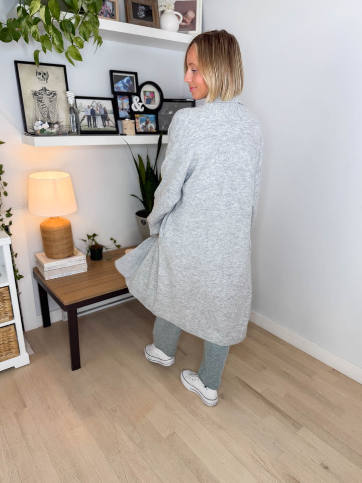 Fallia Oversized Sweater Coatigan- HEATHER GREY
