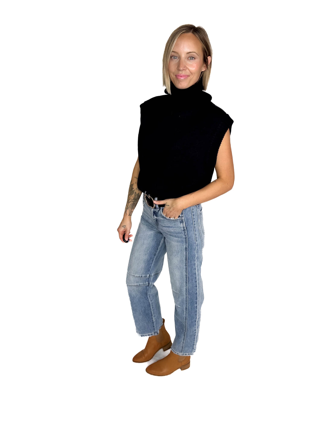 Shonna Sweater Top- BLACK