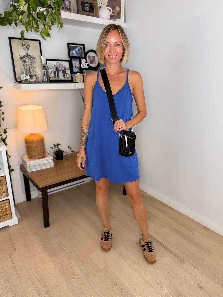 Ivora Scuba Romper Dress- DEEP BLUE