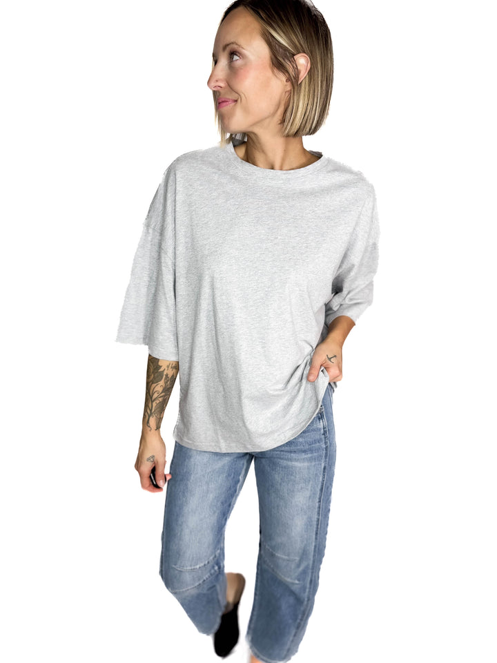 Aemi Cotton Relaxed Fit Tunic Tee- HTHR GREY