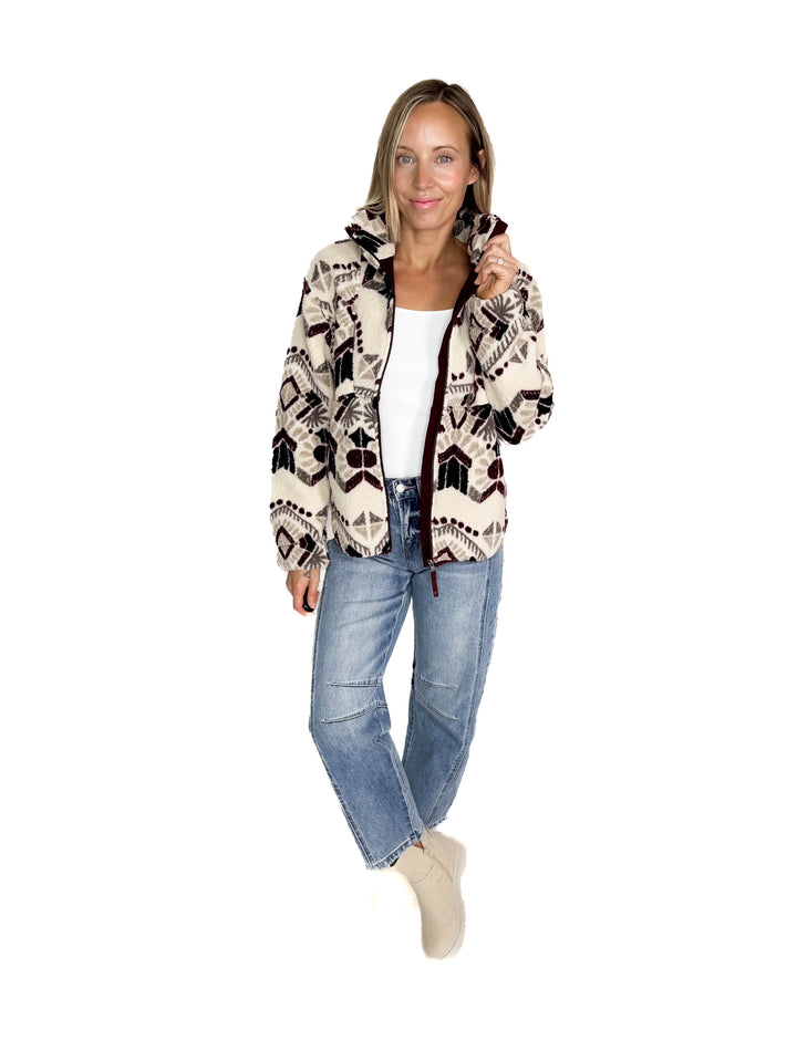 Ainsley Plush Sherpa Full Zip- WHITE ONYX-FINAL SALE