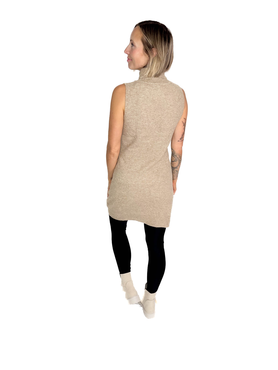 Taren Neck Sleeveless Knit Dress- MOCHA