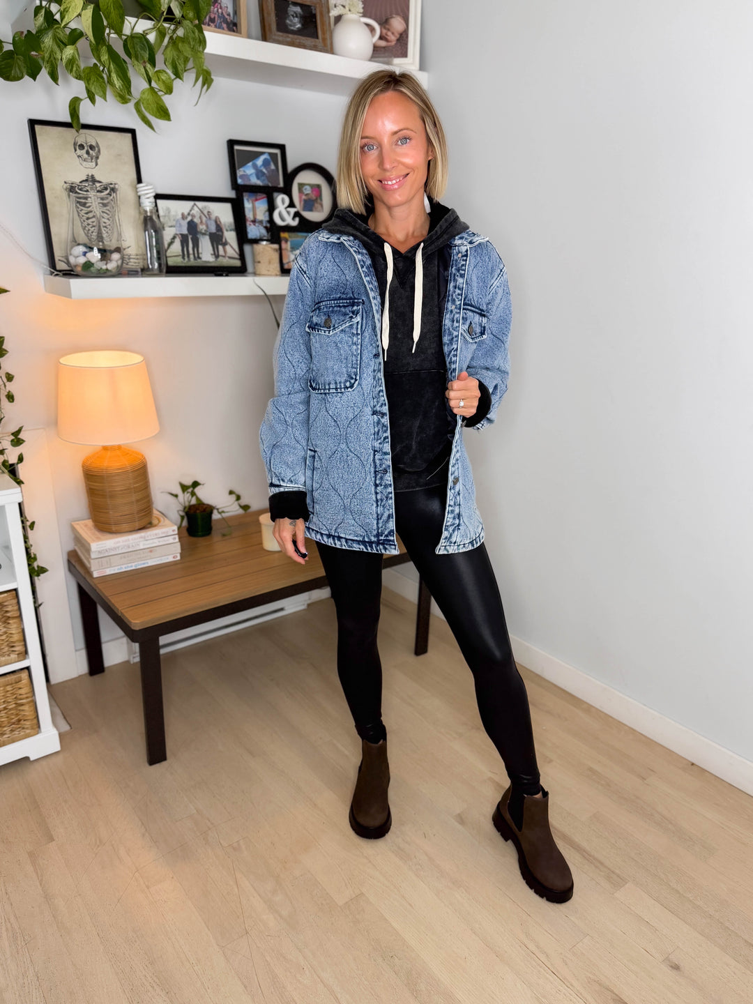 Deniva Quilted Denim Jacket- DENIM BLUE