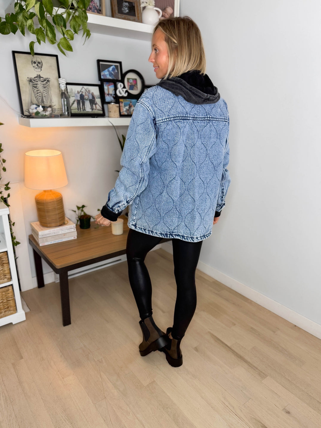 Deniva Quilted Denim Jacket- DENIM BLUE