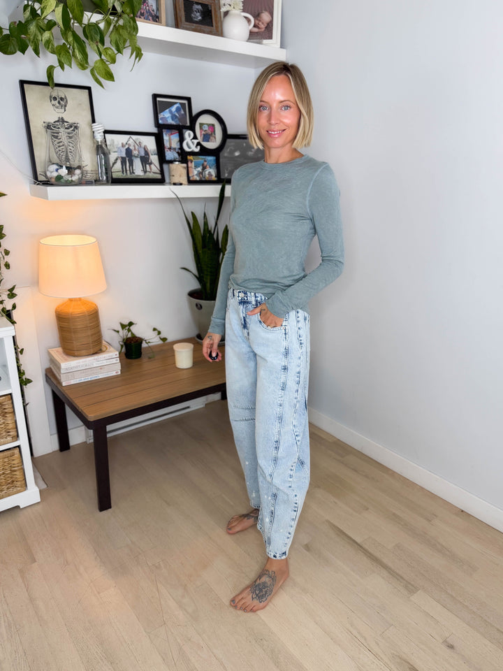 Dahlia Slub Knit Long Sleeve- SEAGRASS
