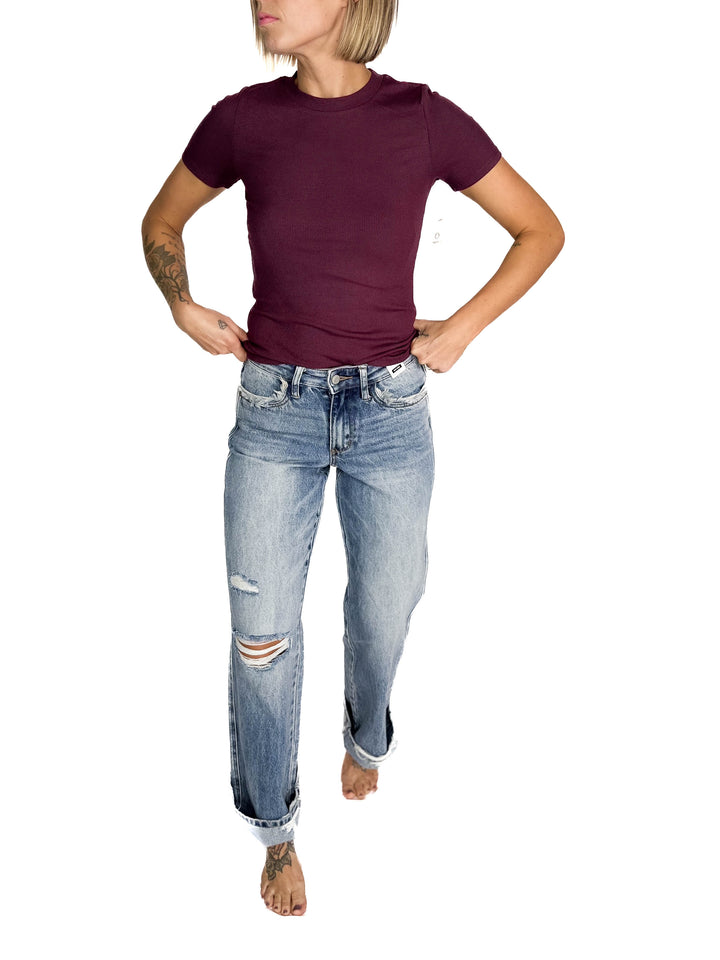 JUDY BLUE Nova Mid Rise 90's Straight Rigid Magic Jeans- MEDIUM WASH