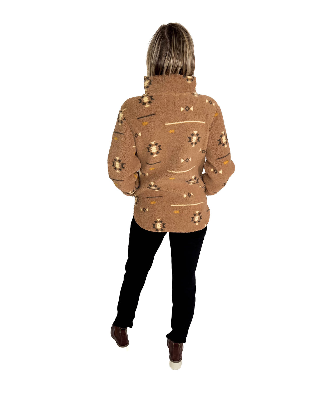 Ainsley Plush Sherpa Pullover- LION GEO-FINAL SALE