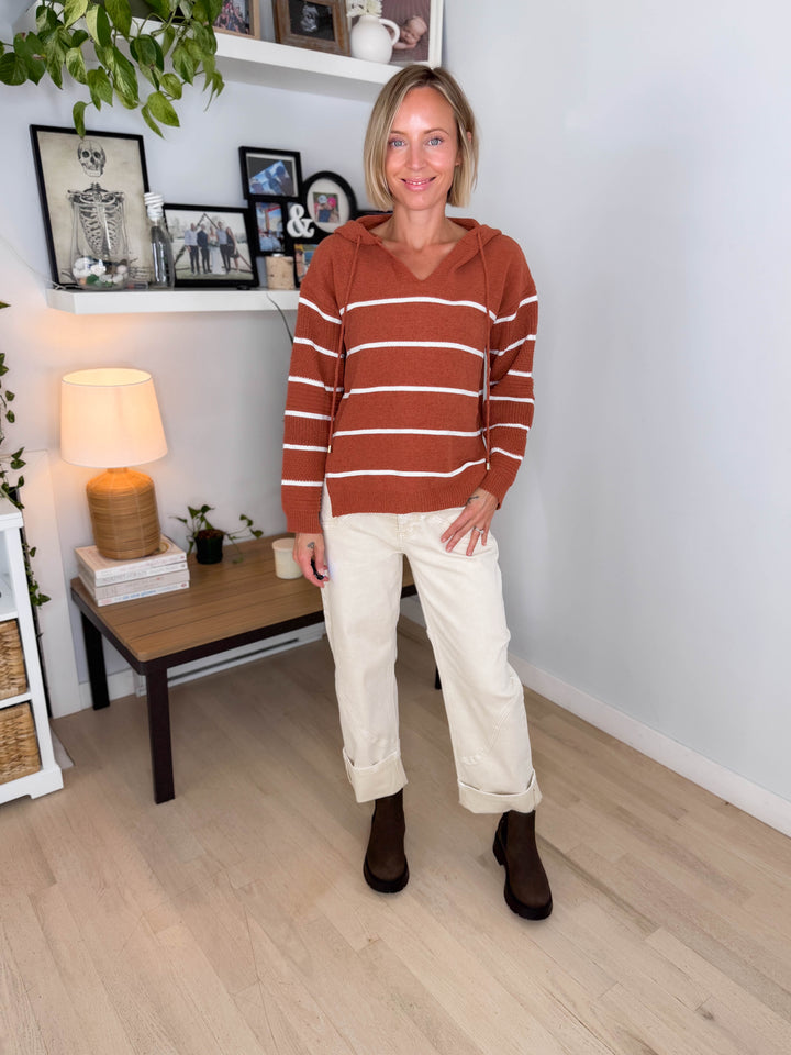 Maddie Striped Hoodie- PUMPKIN SPICE-FINAL SALE