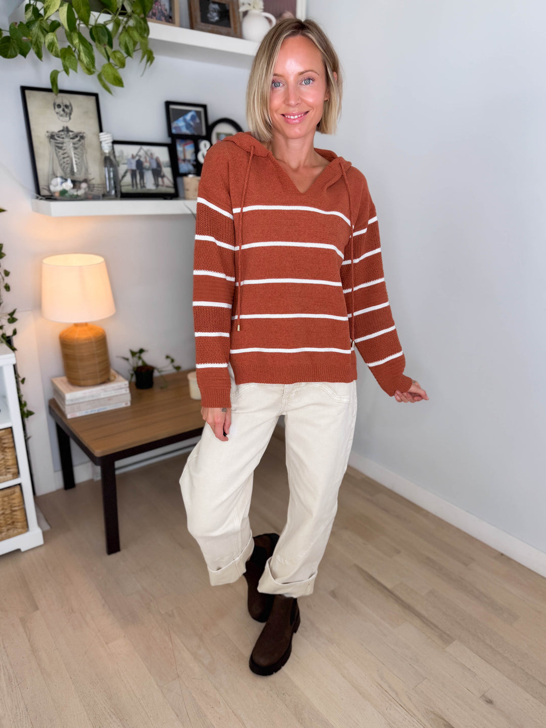 Maddie Striped Hoodie- PUMPKIN SPICE-FINAL SALE