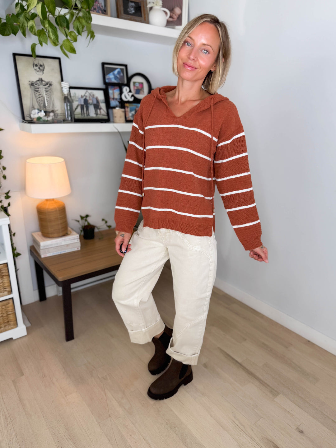 Maddie Striped Hoodie- PUMPKIN SPICE-FINAL SALE
