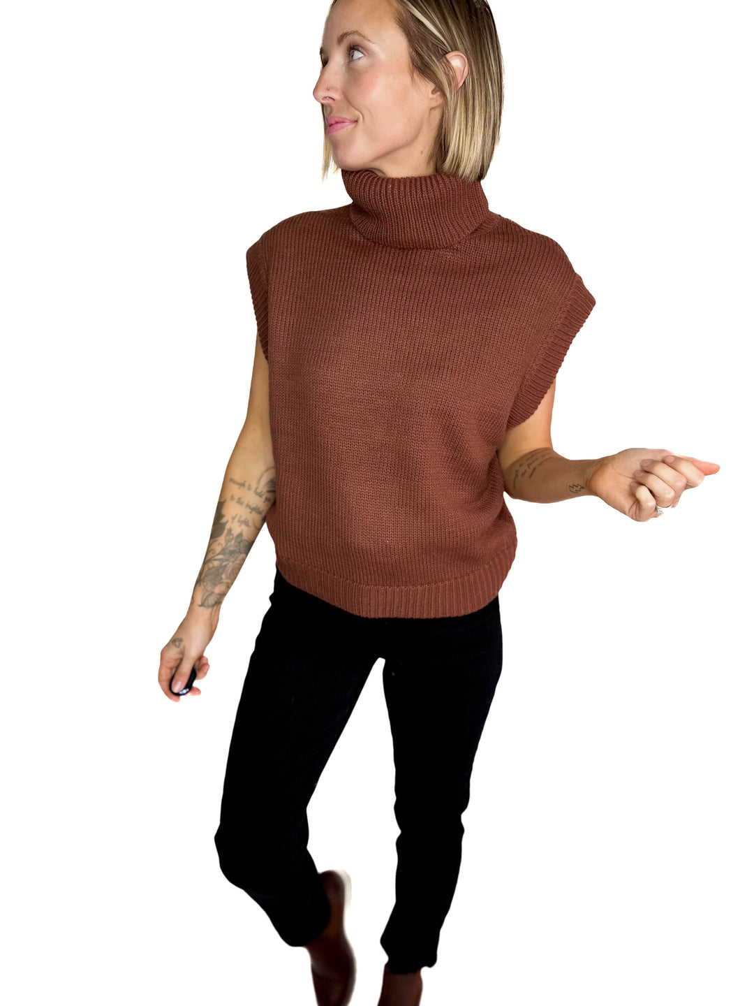 Shonna Sweater Top- BROWN
