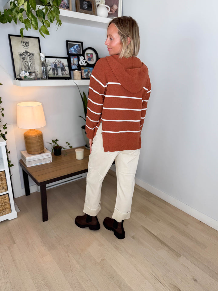 Maddie Striped Hoodie- PUMPKIN SPICE-FINAL SALE