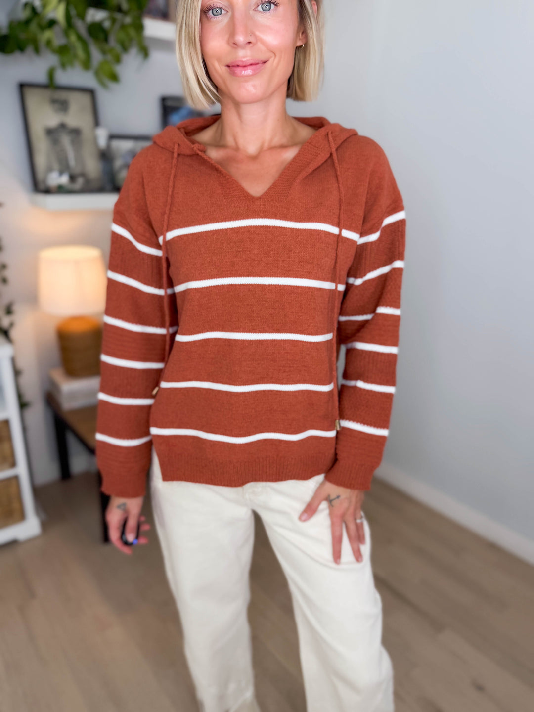 Maddie Striped Hoodie- PUMPKIN SPICE-FINAL SALE