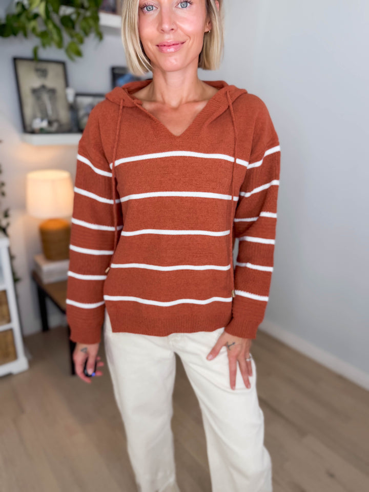 Maddie Striped Hoodie- PUMPKIN SPICE-FINAL SALE