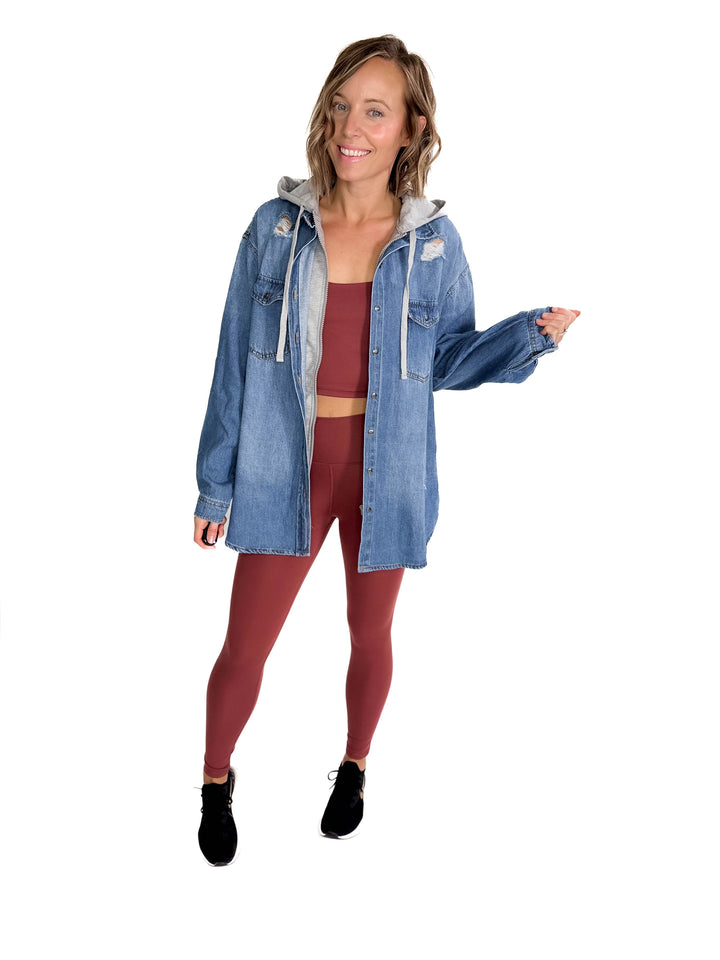 RISEN Girlfriend Hoodie Jean Jacket- MEDIUM WASH