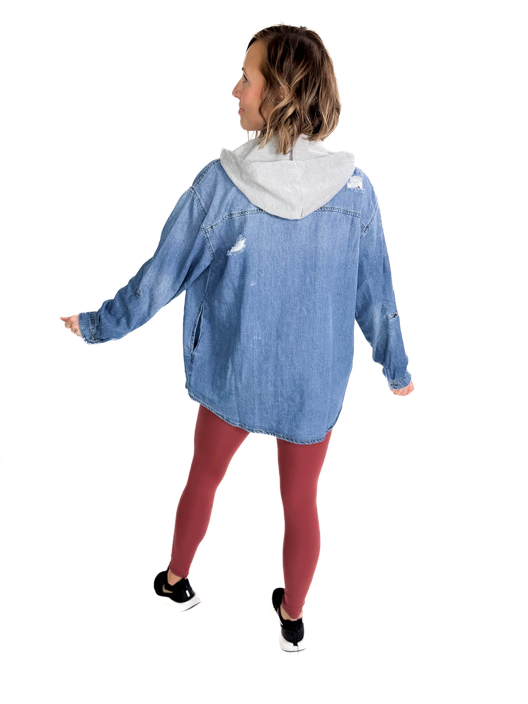 RISEN Girlfriend Hoodie Jean Jacket- MEDIUM WASH