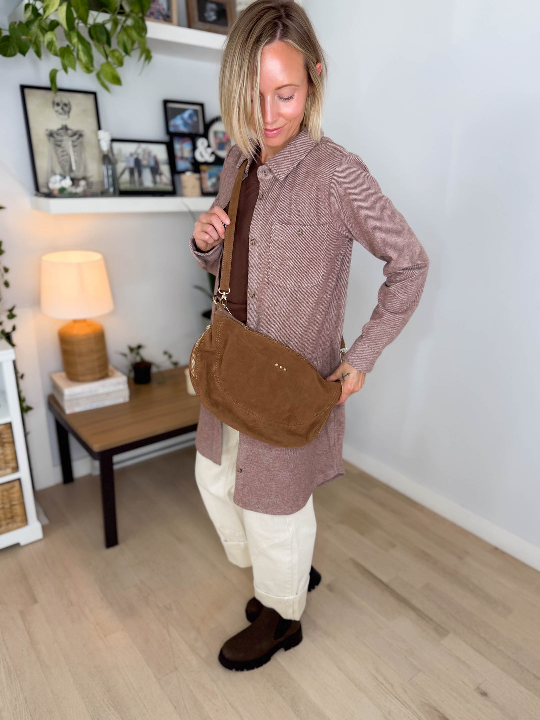 Netty Suede Crossbody- CAMEL