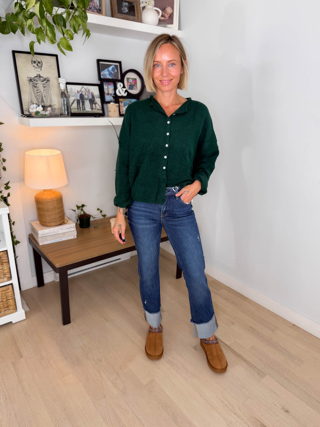 Piper Cardigan- FOREST GREEN