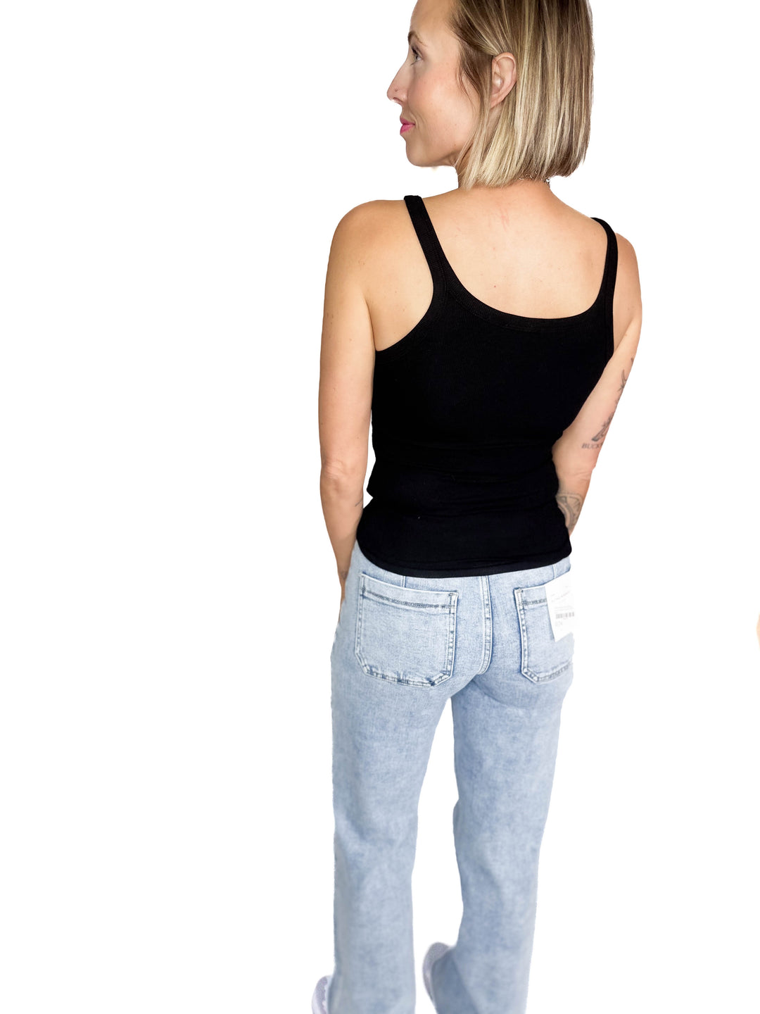 Salish Ribbed Basic Tank- BLACK