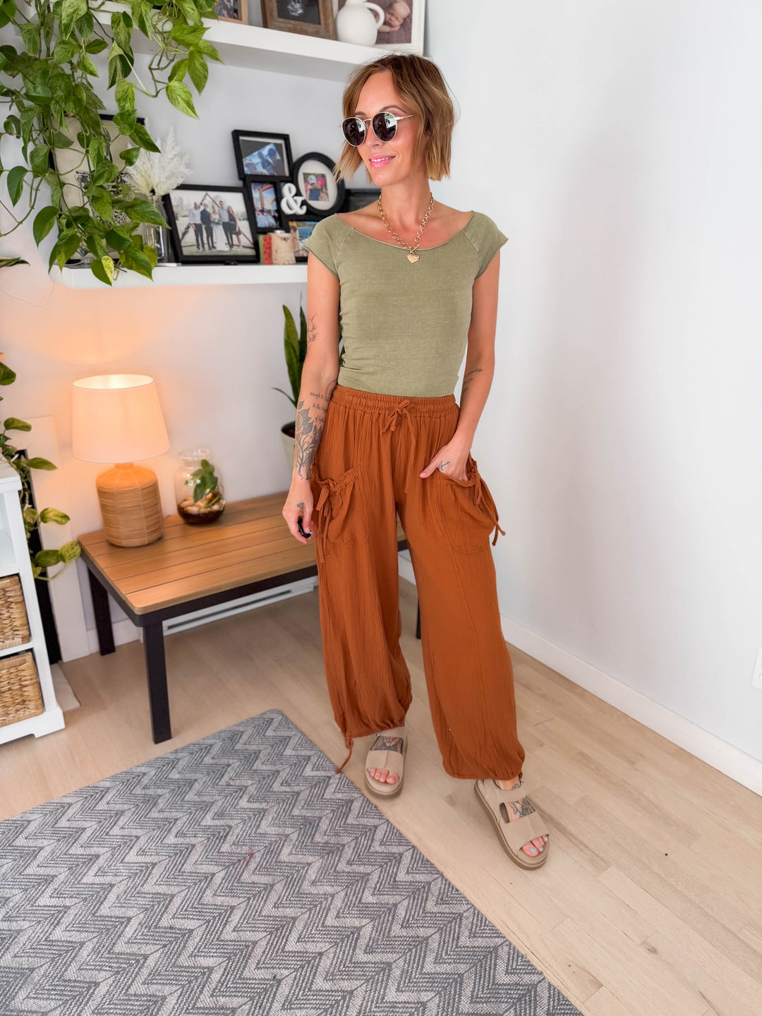 Seabreeze Boat Neck Short Sleeve- LIGHT OLIVE