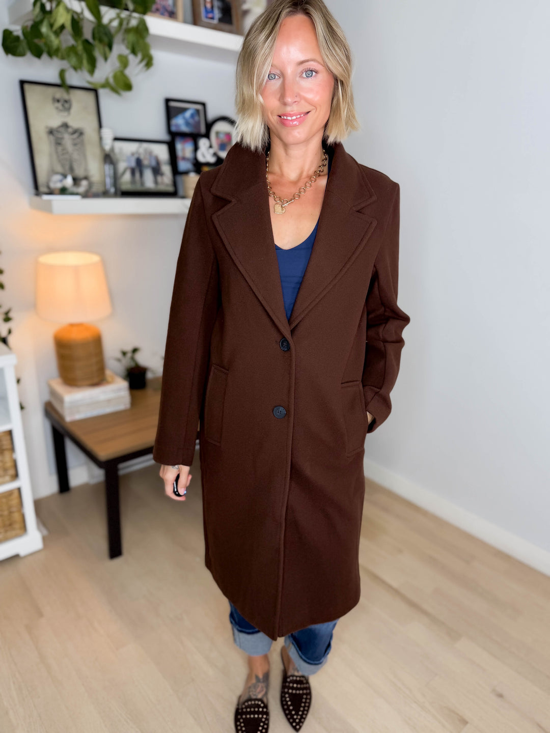 Burwood Collared Coat- CHOCOLATE