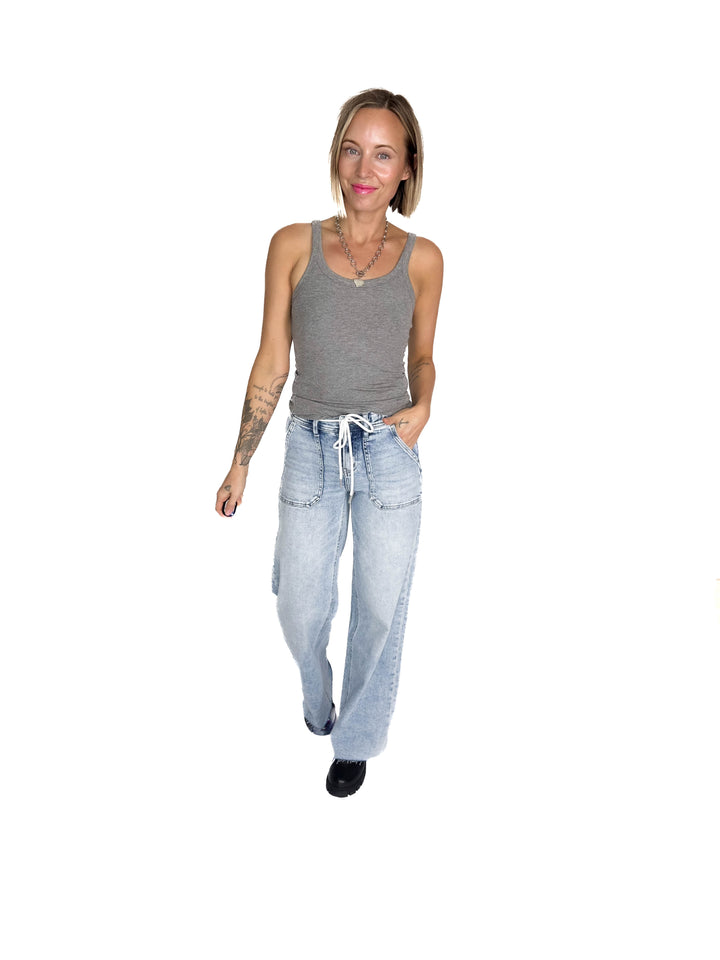 Salish Ribbed Basic Tank- HTHR GREY