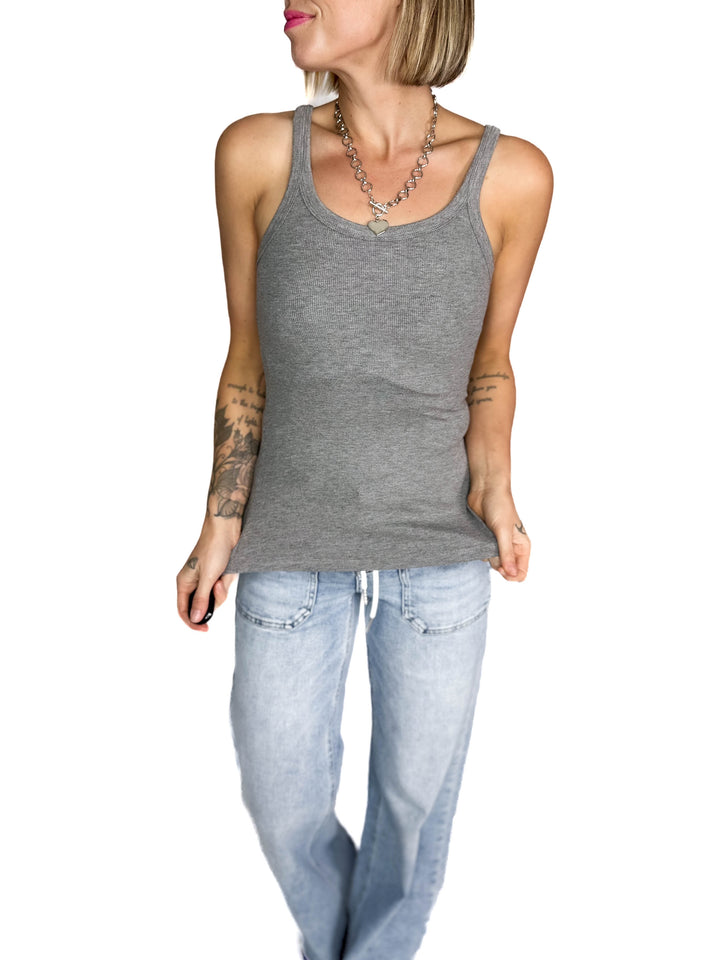 Salish Ribbed Basic Tank- HTHR GREY