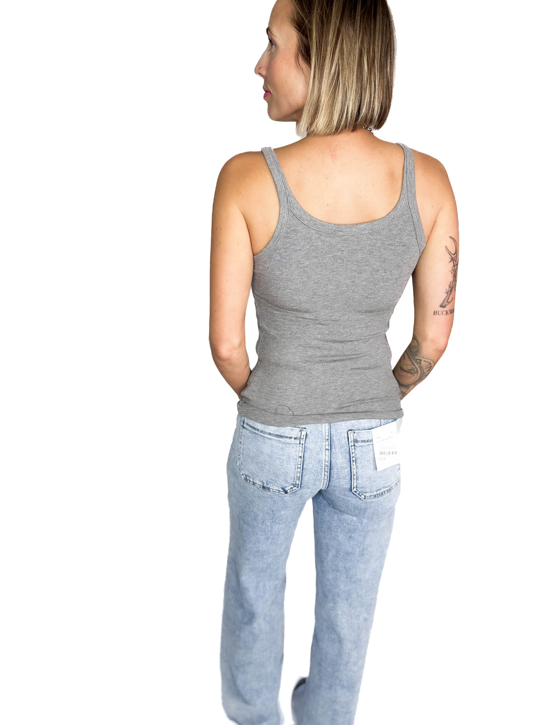 Salish Ribbed Basic Tank- HTHR GREY