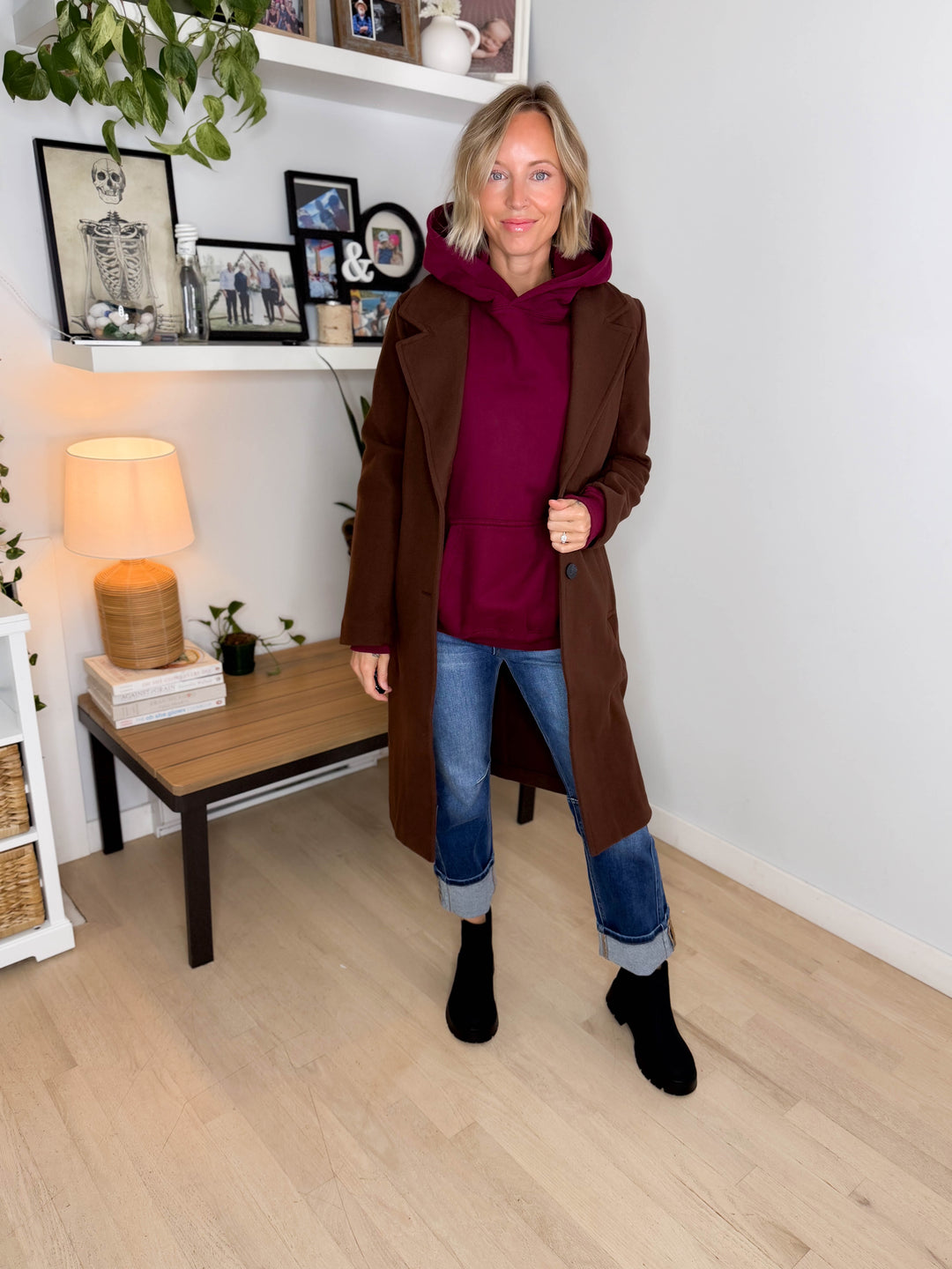 Burwood Collared Coat- CHOCOLATE