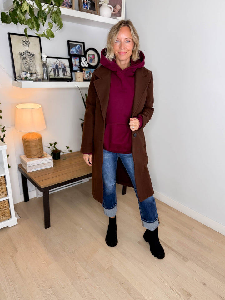 Burwood Collared Coat- CHOCOLATE
