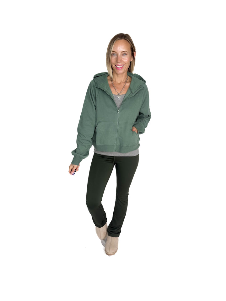 MONO B Kaid Soft Structure Fleece Zip Up- SILKY PINE