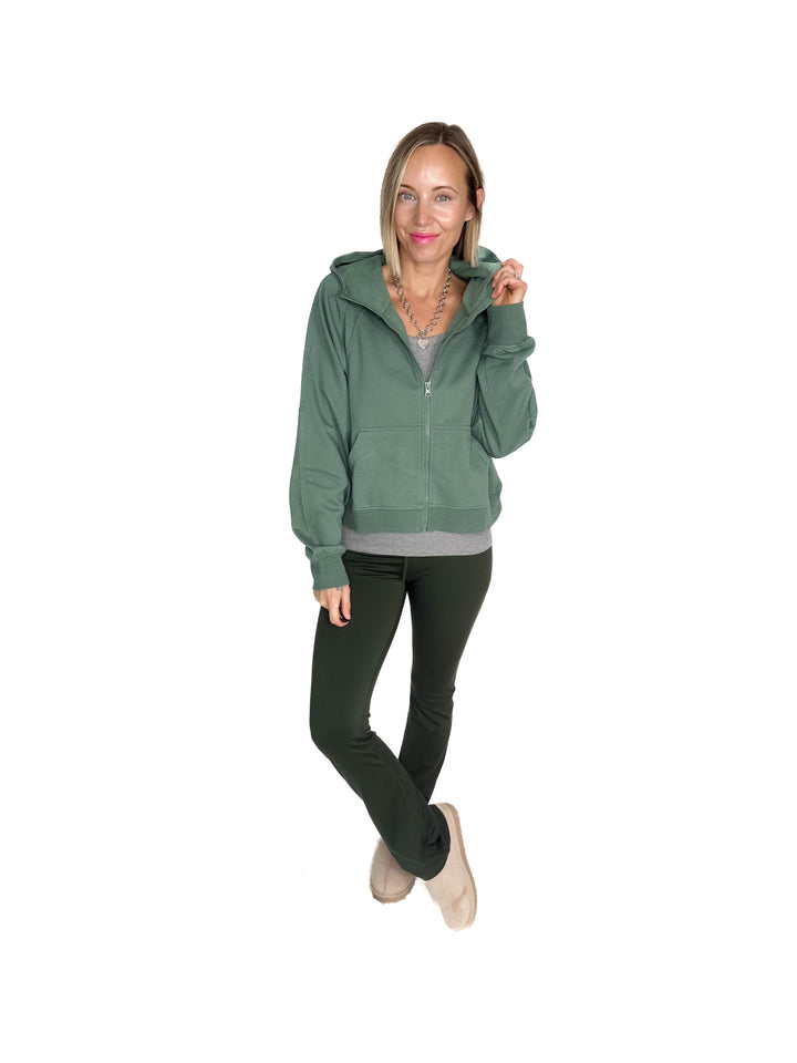 MONO B Kaid Soft Structure Fleece Zip Up- SILKY PINE