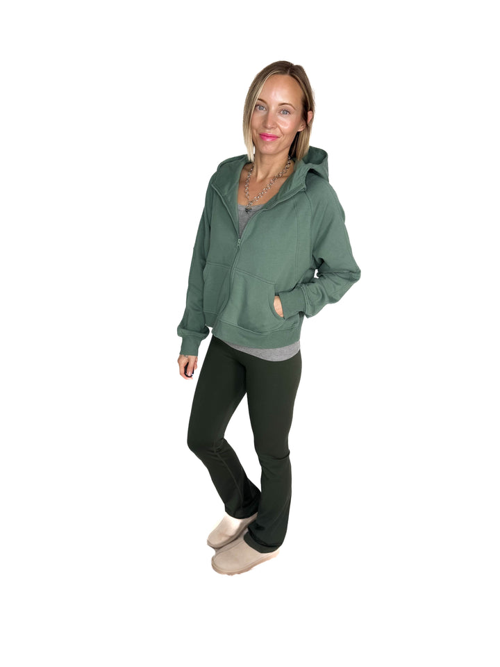 MONO B Kaid Soft Structure Fleece Zip Up- SILKY PINE