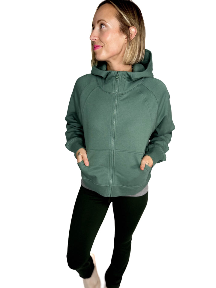 MONO B Kaid Soft Structure Fleece Zip Up- SILKY PINE