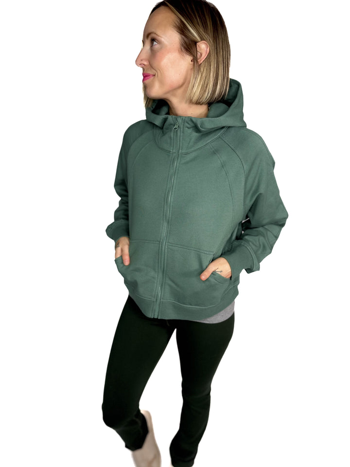 MONO B Kaid Soft Structure Fleece Zip Up- SILKY PINE