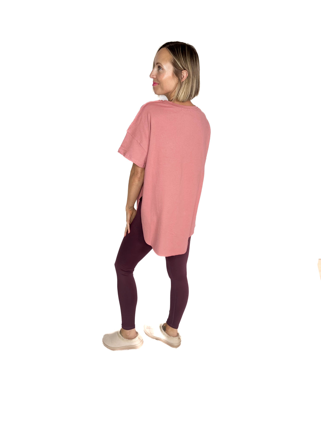 Joey Washed Cotton Boyfriend Tee- MAUVE