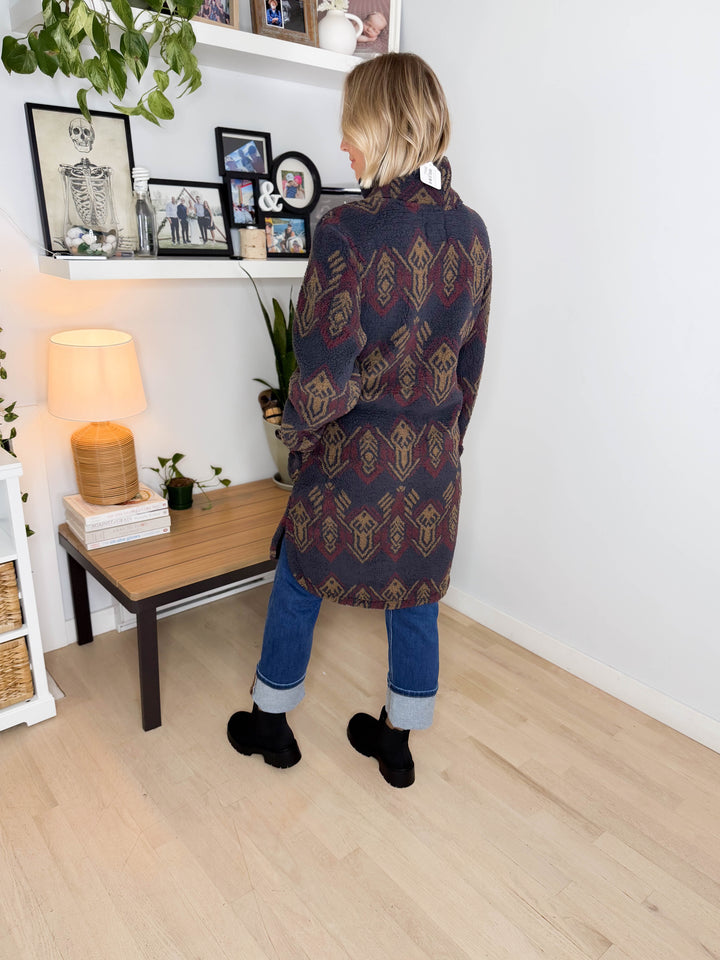 Ainsley Longline Sherpa Jacket- IMPERIAL BLACK