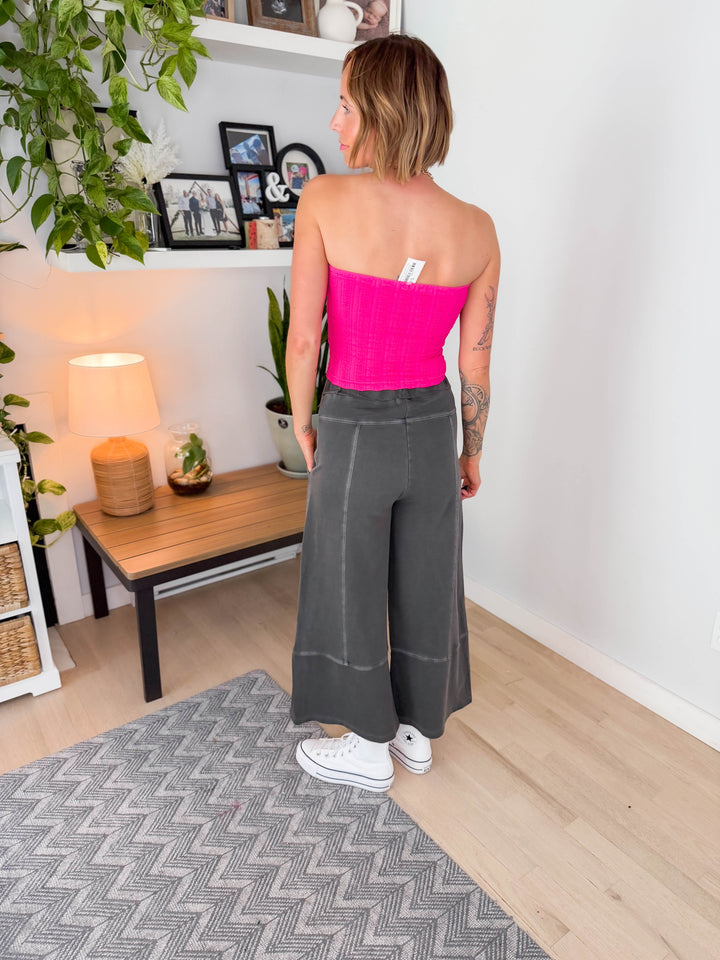Vertical Textured Tube Top- ALOHA FUCHSIA