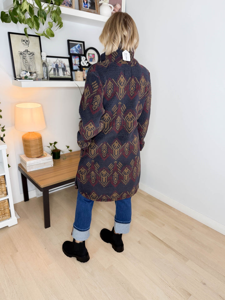 Ainsley Longline Sherpa Jacket- IMPERIAL BLACK