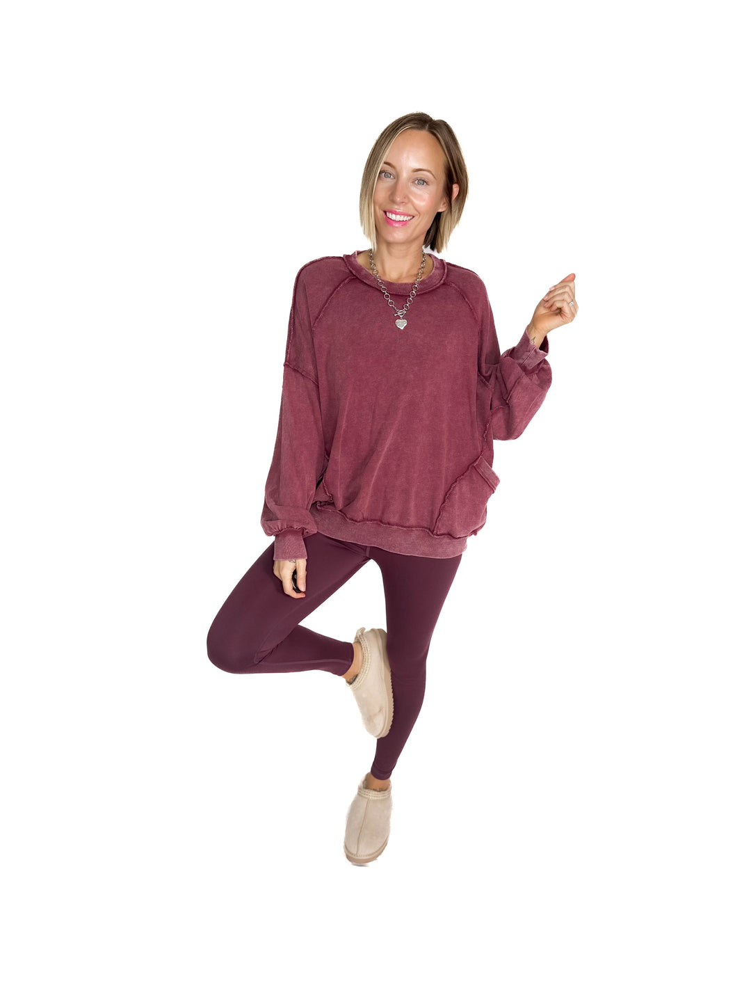 Forage Washed Pocket Pullover- MULBERRY