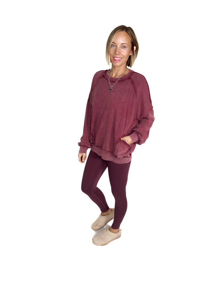 Forage Washed Pocket Pullover- MULBERRY