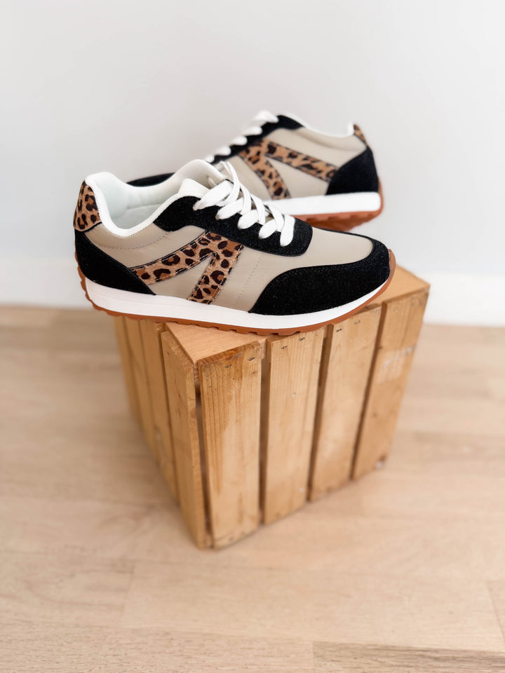 Joel Leopard Sneaker- BLACK