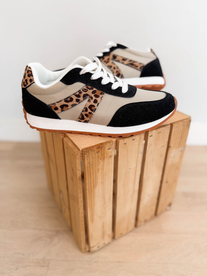 Joel Leopard Sneaker- BLACK