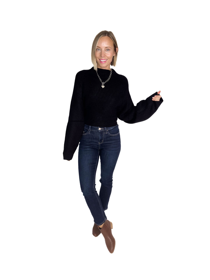 Sugar Plum Tie Back Sweater- BLACK