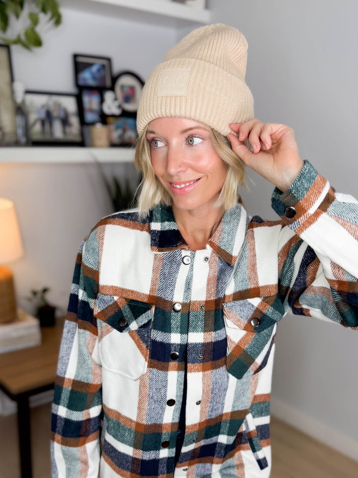 CC Soft Ribbed Beanie- BEIGE