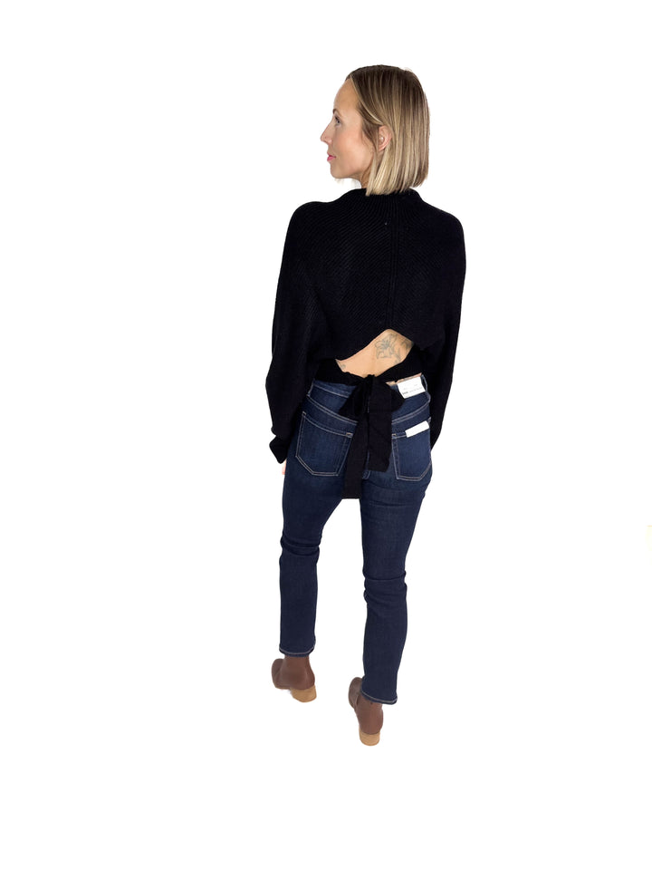 Sugar Plum Tie Back Sweater- BLACK