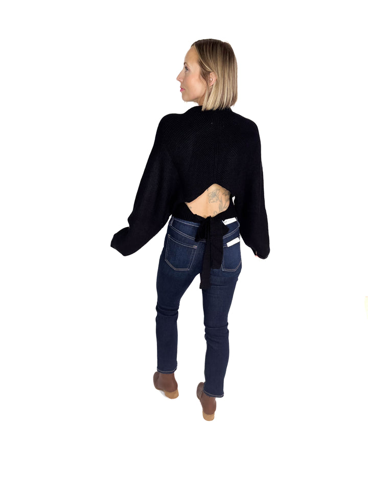 Sugar Plum Tie Back Sweater- BLACK