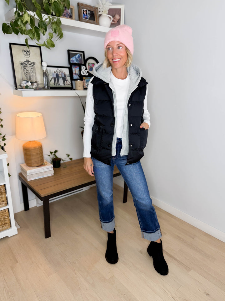 Bradlee Hoodie Vest- BLACK