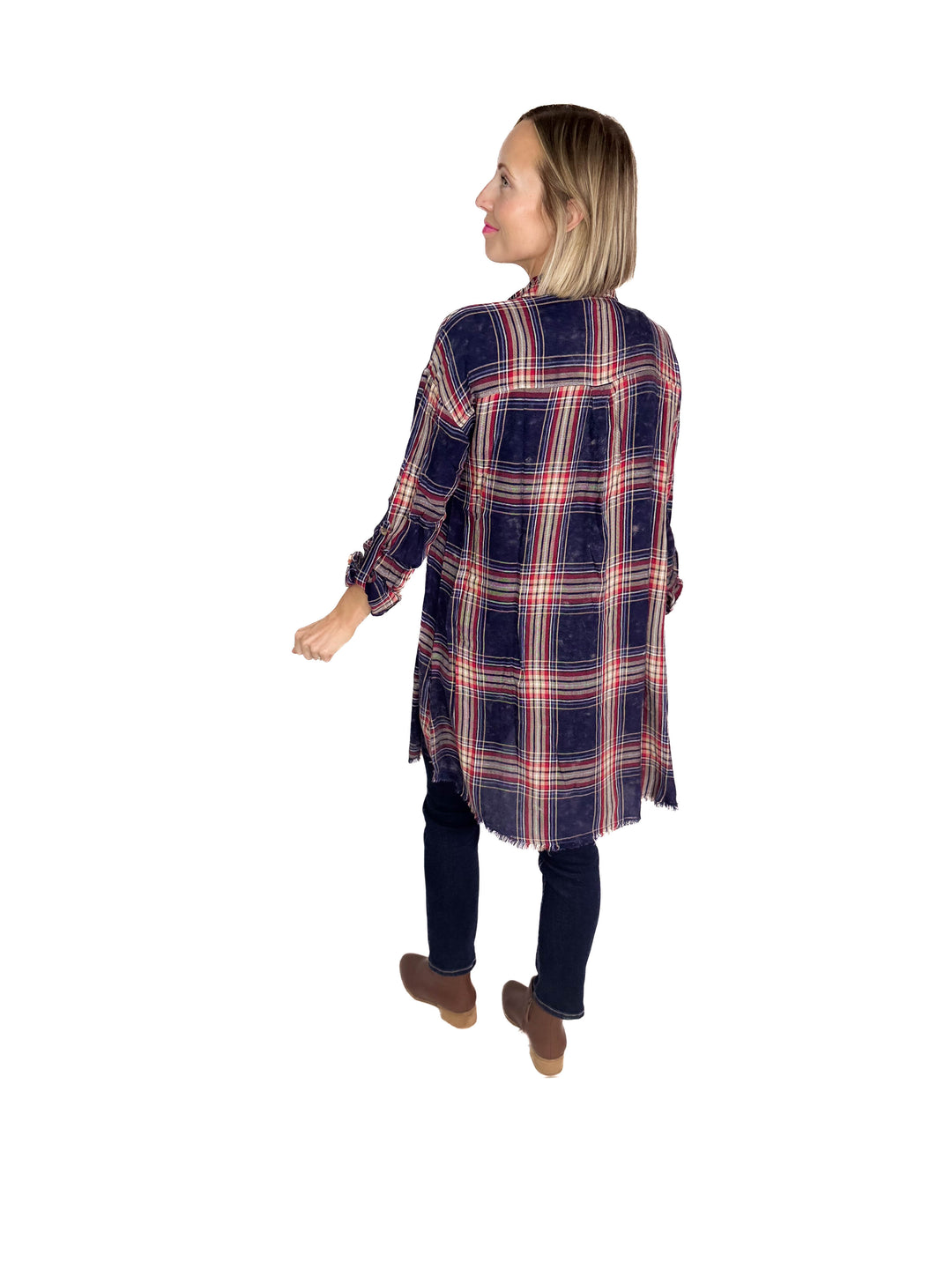 Alpine Glow Bleached Flannel Button Down- WASHED NAVY-FINAL SALE *L*
